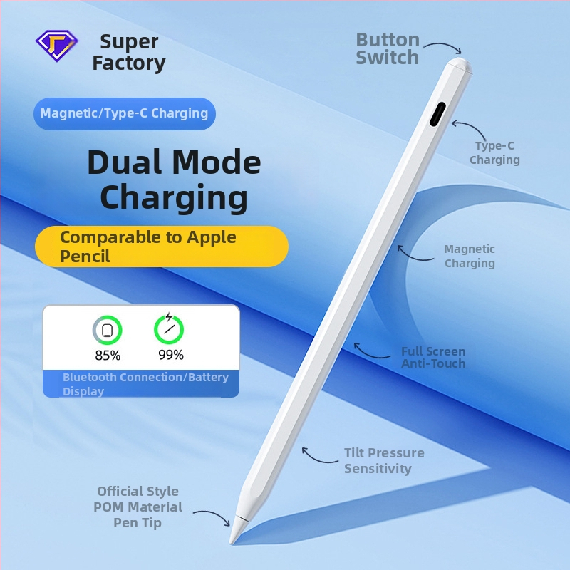 Kapacitīvais stiluss iPad ar magnētisku uzlādi, saderīgs ar Apple Pencil 2. paaudzi, plastmasas korpuss, komplekts uzglabāšanas kaste