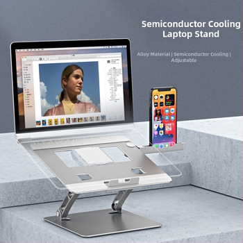 Portatīvā datora un planšetdatora statīvs ar pacelšanas un saliekšanas mehānismu, alumīnija sakausējums, modelis T602 | Svars 0,95 kg