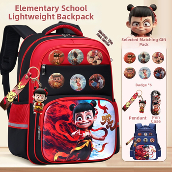 Nezha vaiko kuprinė su animacijos dizainu, tinkama darželiui ir pradinėms klasėms, poliesteris, kvėpuojanti ir ypač lengva, lenkti pečių dirželiai