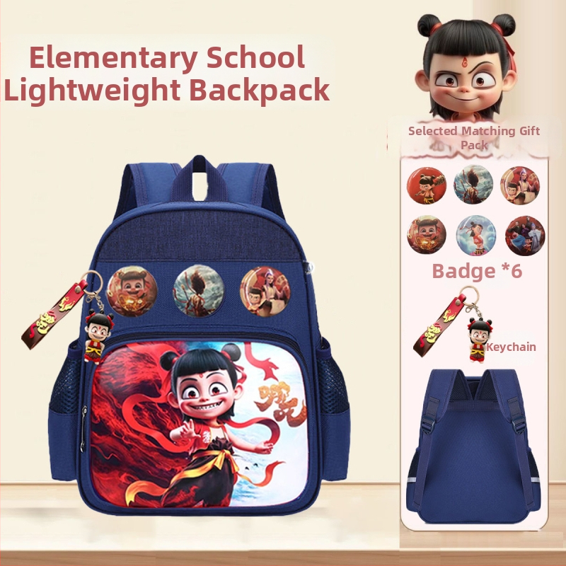 Nezha vaiko kuprinė su animacijos dizainu, tinkama darželiui ir pradinėms klasėms, poliesteris, kvėpuojanti ir ypač lengva, lenkti pečių dirželiai