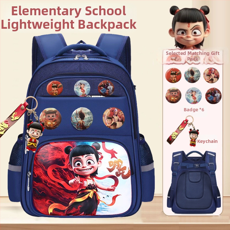 Nezha vaiko kuprinė su animacijos dizainu, tinkama darželiui ir pradinėms klasėms, poliesteris, kvėpuojanti ir ypač lengva, lenkti pečių dirželiai