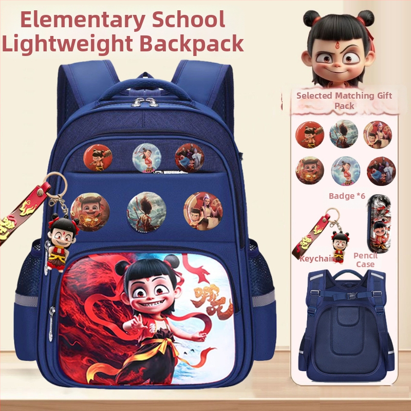 Nezha vaiko kuprinė su animacijos dizainu, tinkama darželiui ir pradinėms klasėms, poliesteris, kvėpuojanti ir ypač lengva, lenkti pečių dirželiai