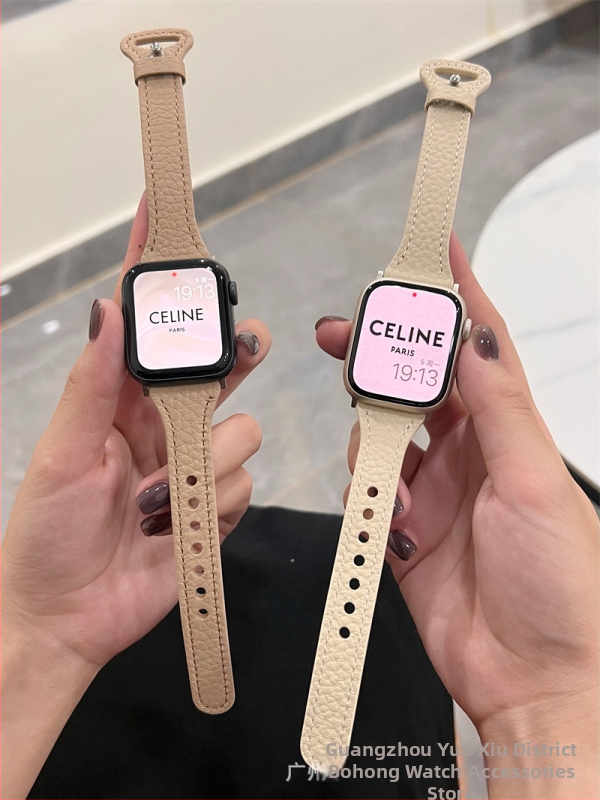 Kožený remienok na Apple Watch – pravá koža, textúra Litchi, štíhly pás dizajn, kompatibilný so sériou 8/7 a Apple Watch 6/SE