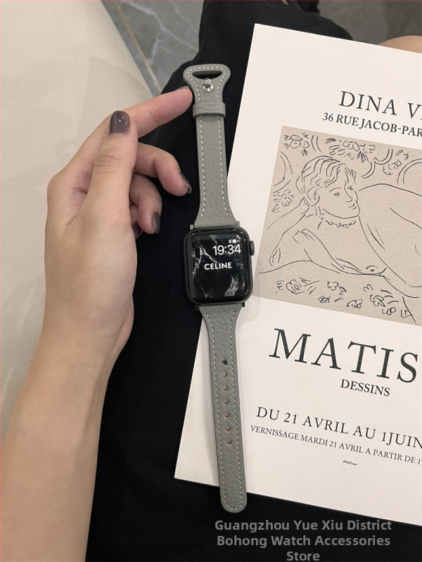 Kožený remienok na Apple Watch – pravá koža, textúra Litchi, štíhly pás dizajn, kompatibilný so sériou 8/7 a Apple Watch 6/SE