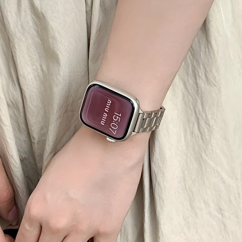 Apple Watch szíj rozsdamentes acélból, masszív dizájn, pillangó csattal, letisztult stílus