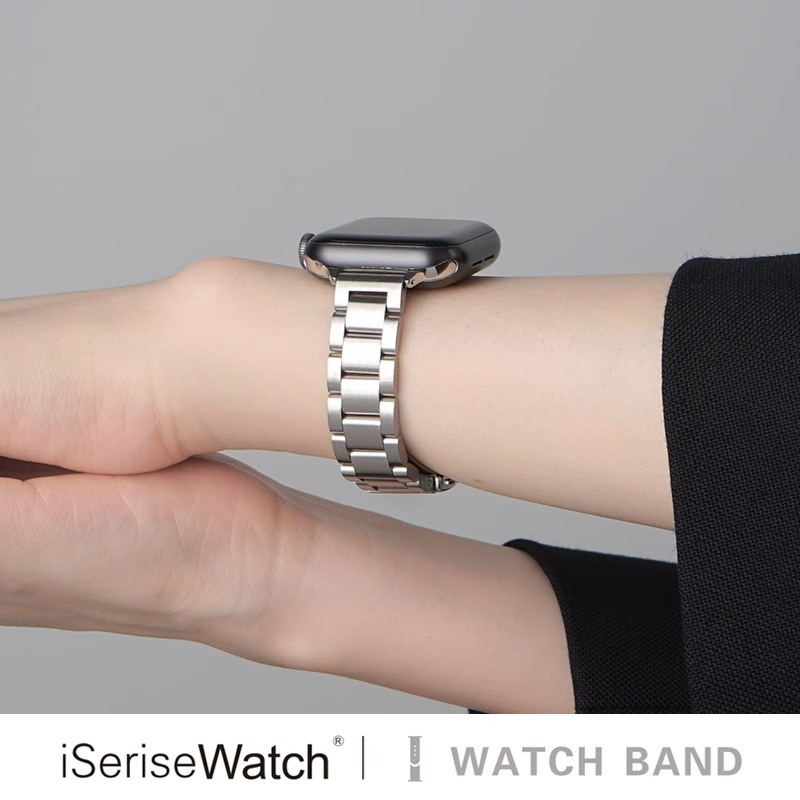 Apple Watch szíj rozsdamentes acélból, masszív dizájn, pillangó csattal, letisztult stílus