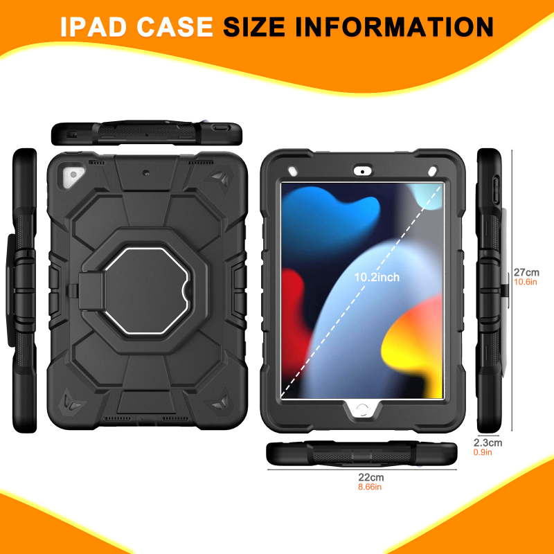 Carcasă de protecție pentru iPad Apple, 7–9 generație, 10,2 inch, din gel de siliciu, rezistentă la șocuri și căderi, multifuncțională