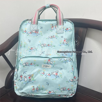 Moteriška kuprinė britiško retro stiliaus su gėlių spausdinimu, vandeniui atspari PVC, didelė talpa, nešiojamojo kompiuterio skyrius, vidinė užtrauktukinė kišenė