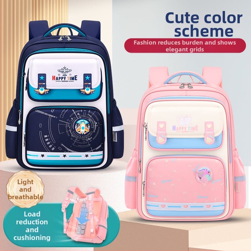 Unisex kuprinė 1-2 klasei, iš Oxford audinio, su stuburo apsauga, su oro pagalvėmis ant diržų, didelė talpa.