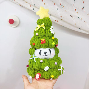 Karácsonyfadísz Panda plüss medál – Kézzel készített, Anyag: tej pamut, Karácsonyi stílus, Telefon zsinór, Testreszabható, Winter 2025 kiadás