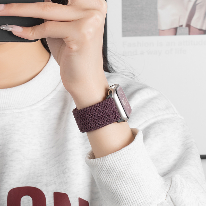 Remen od pletenog najlona za Apple Watch, kompatibilan sa S10 i iWatch11, širina 12 mm, kopča na gumb, moderan stil