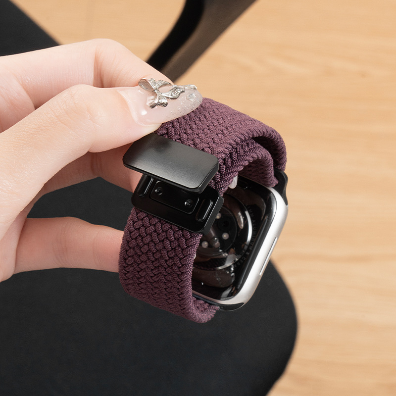 Remen od pletenog najlona za Apple Watch, kompatibilan sa S10 i iWatch11, širina 12 mm, kopča na gumb, moderan stil