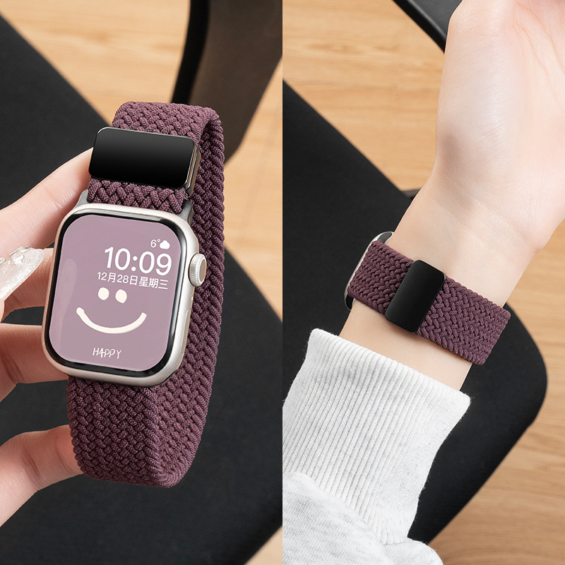 Remen od pletenog najlona za Apple Watch, kompatibilan sa S10 i iWatch11, širina 12 mm, kopča na gumb, moderan stil