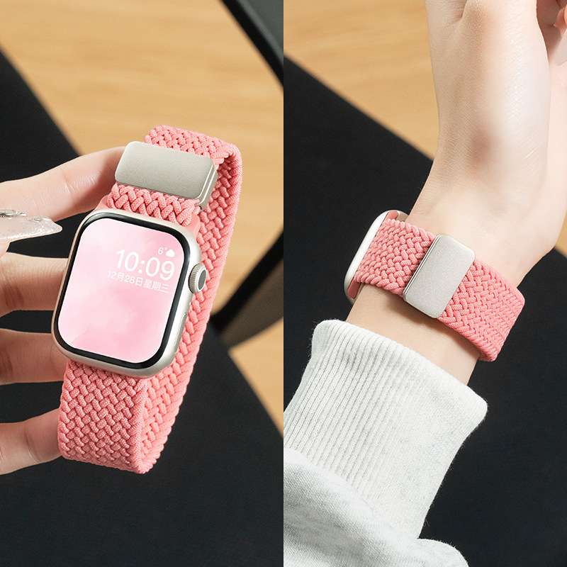 Remen od pletenog najlona za Apple Watch, kompatibilan sa S10 i iWatch11, širina 12 mm, kopča na gumb, moderan stil