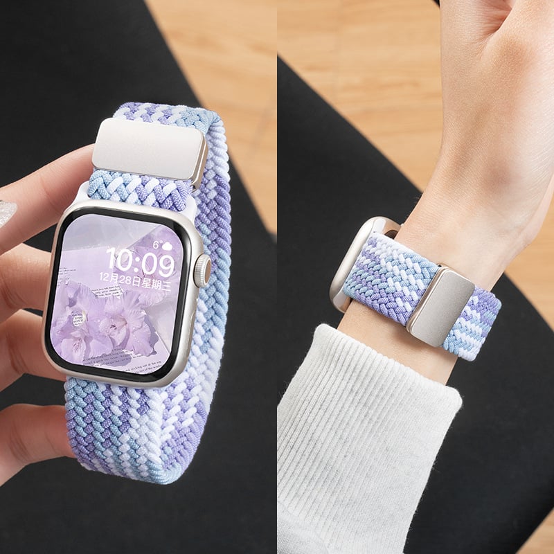 Remen od pletenog najlona za Apple Watch, kompatibilan sa S10 i iWatch11, širina 12 mm, kopča na gumb, moderan stil