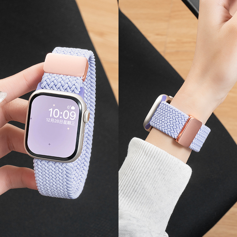 Remen od pletenog najlona za Apple Watch, kompatibilan sa S10 i iWatch11, širina 12 mm, kopča na gumb, moderan stil