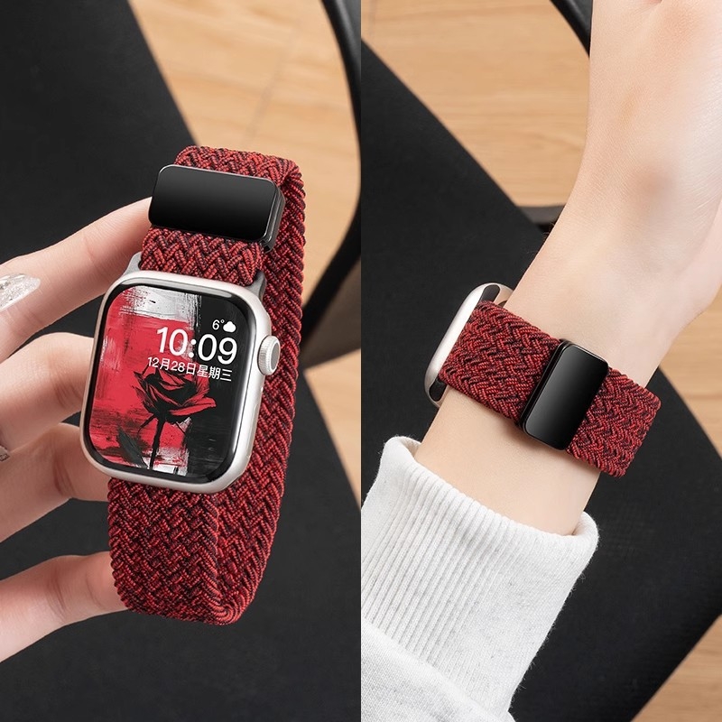 Remen od pletenog najlona za Apple Watch, kompatibilan sa S10 i iWatch11, širina 12 mm, kopča na gumb, moderan stil