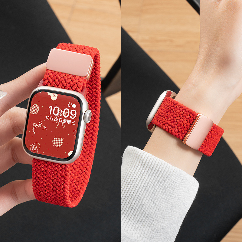 Remen od pletenog najlona za Apple Watch, kompatibilan sa S10 i iWatch11, širina 12 mm, kopča na gumb, moderan stil