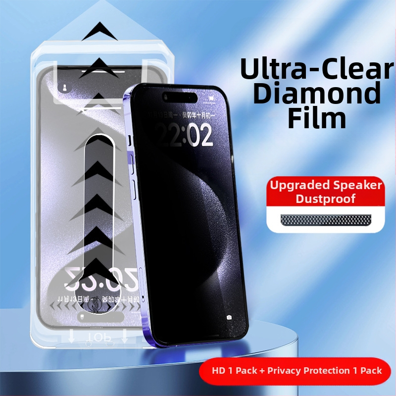 Закалено стъкло за предния екран на iPhone 14 Pro Max, матирано покритие, антишпион, антиотпечатъци, прахоустойчиво