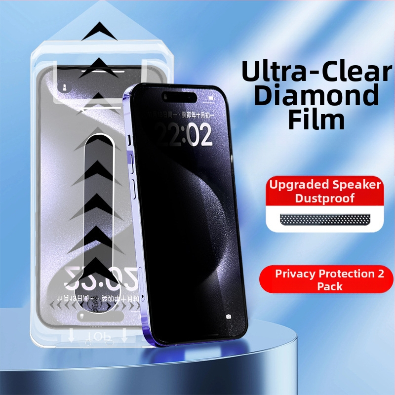 Закалено стъкло за предния екран на iPhone 14 Pro Max, матирано покритие, антишпион, антиотпечатъци, прахоустойчиво