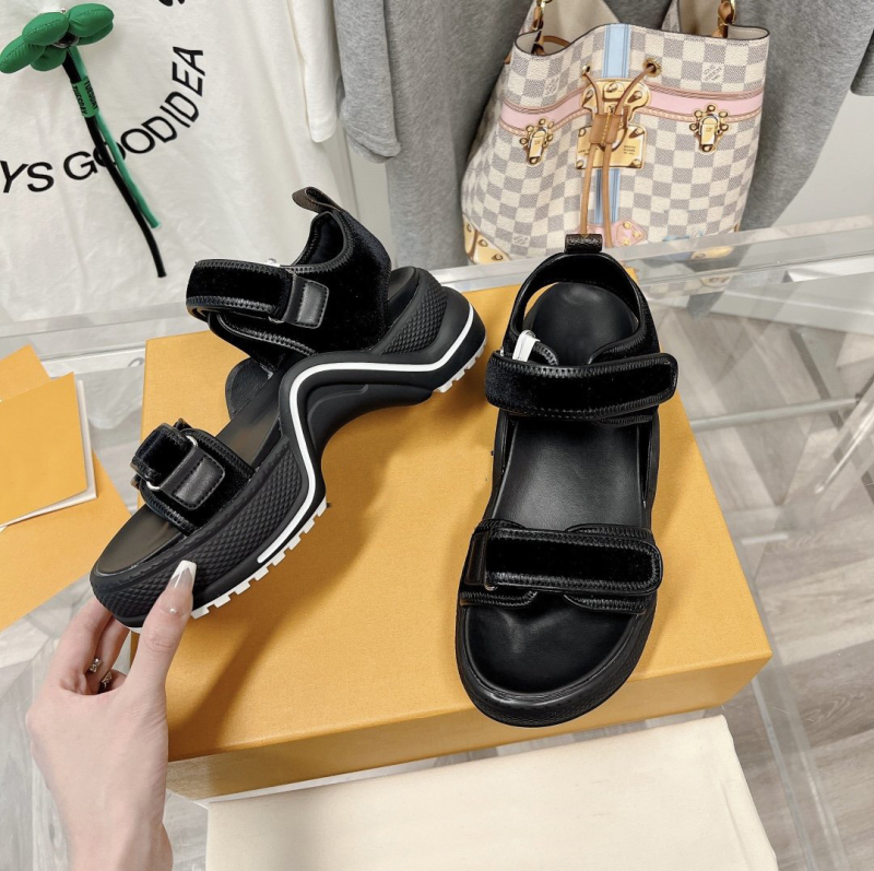 Ženske sandale za plažu s Velcro zatvaračem, ravna potplata koja povećava visinu, kožni gornji dio, Lycra podstava, gumeni potplat
