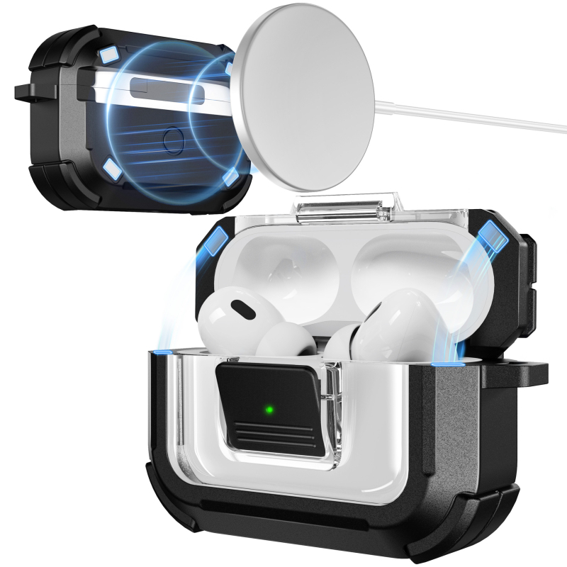 Калъф за AirPods Pro 3/2/4 поколения — TPU+PC, прозрачен дизайн, антипадане