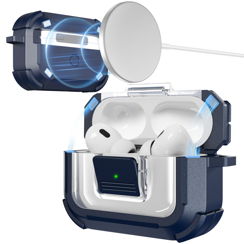 Калъф за AirPods Pro 3/2/4 поколения — TPU+PC, прозрачен дизайн, антипадане