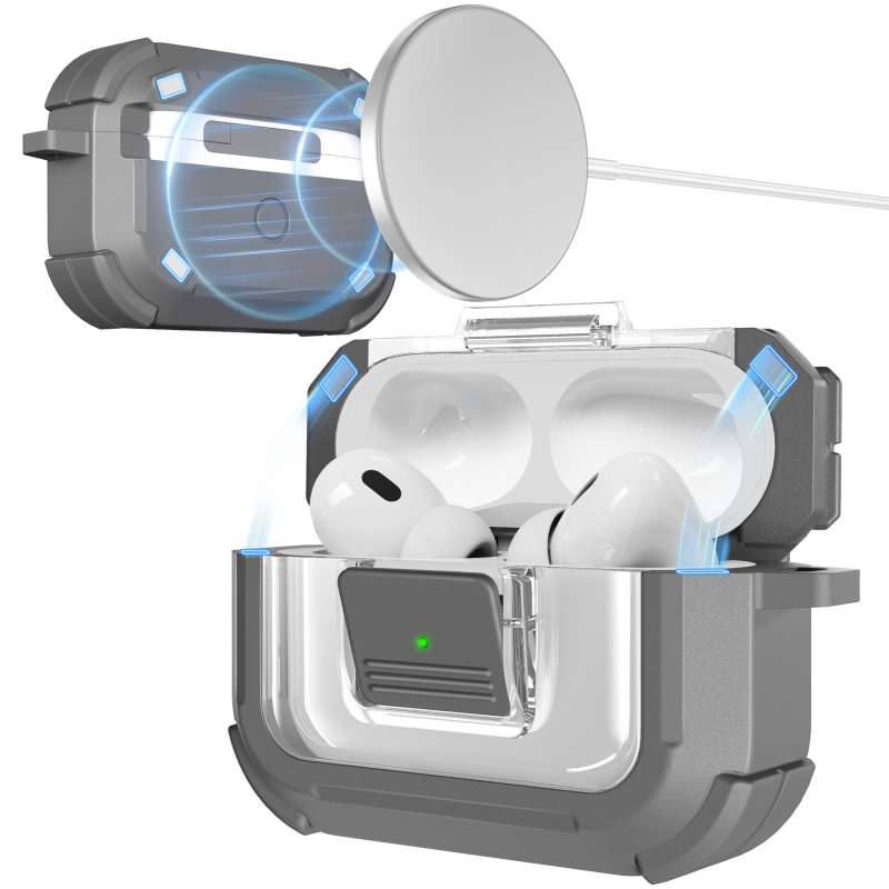 Калъф за AirPods Pro 3/2/4 поколения — TPU+PC, прозрачен дизайн, антипадане