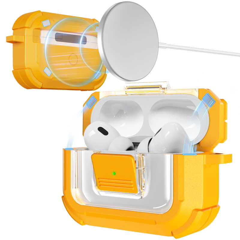 Калъф за AirPods Pro 3/2/4 поколения — TPU+PC, прозрачен дизайн, антипадане