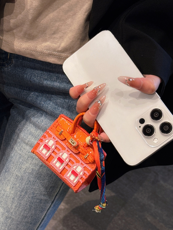 AirPods Pro 2 kaitsekast mini koti ripatsiga, kunstnahk, holster-stiil, kaasaskantav, kangakonstruktsioon