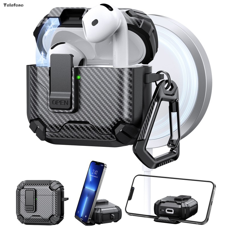 Korpuss Apple AirPods 4. paaudzes Pro 3 ar neredzamu atbalstu un automātisku atvēršanas slēdzi – PC/TPU injekcijas forma