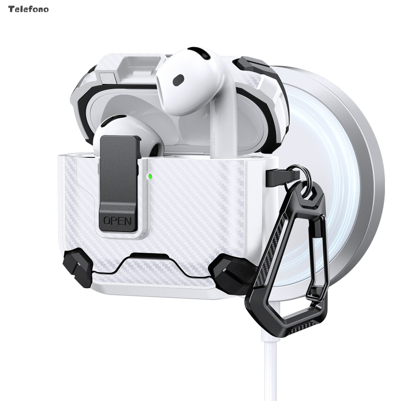 Korpuss Apple AirPods 4. paaudzes Pro 3 ar neredzamu atbalstu un automātisku atvēršanas slēdzi – PC/TPU injekcijas forma