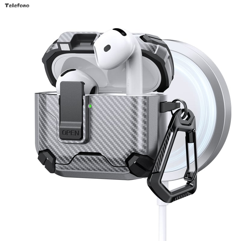 Korpuss Apple AirPods 4. paaudzes Pro 3 ar neredzamu atbalstu un automātisku atvēršanas slēdzi – PC/TPU injekcijas forma