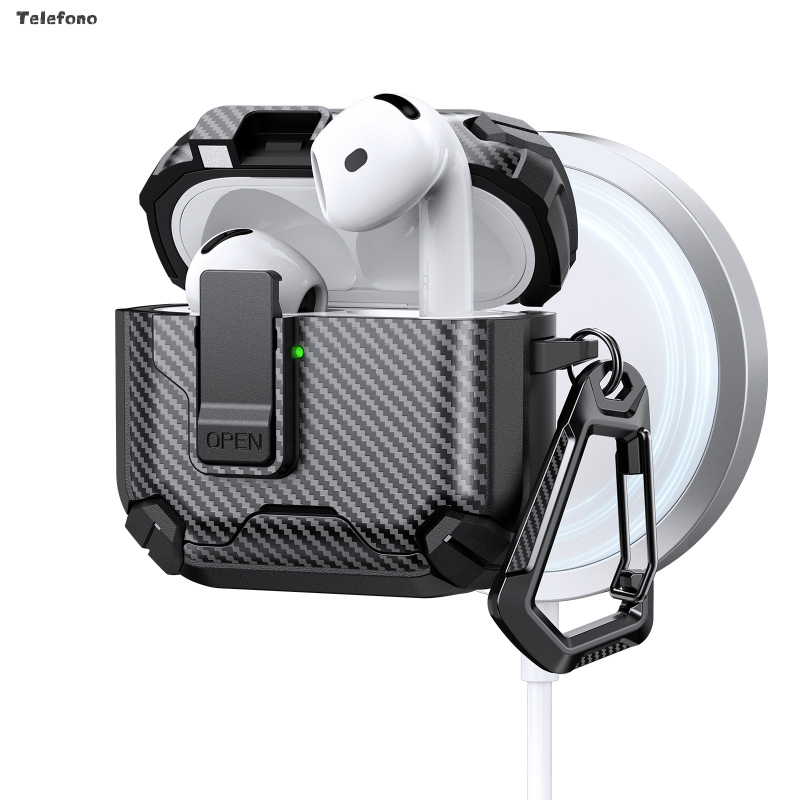 Korpuss Apple AirPods 4. paaudzes Pro 3 ar neredzamu atbalstu un automātisku atvēršanas slēdzi – PC/TPU injekcijas forma