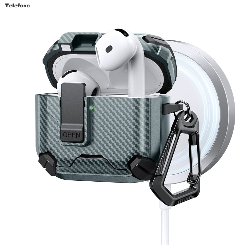 Korpuss Apple AirPods 4. paaudzes Pro 3 ar neredzamu atbalstu un automātisku atvēršanas slēdzi – PC/TPU injekcijas forma