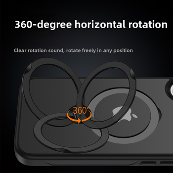 iPhone 17 Матиран кейс с въртящ се магнитен държач – цялостна защита, PC+TPU, удароустойчив, анти отпечатъци, алуминиев носач, за iPhone 17/17 Pro/17 Pro Max