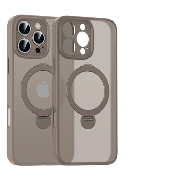 iPhone 17 Матиран кейс с въртящ се магнитен държач – цялостна защита, PC+TPU, удароустойчив, анти отпечатъци, алуминиев носач, за iPhone 17/17 Pro/17 Pro Max