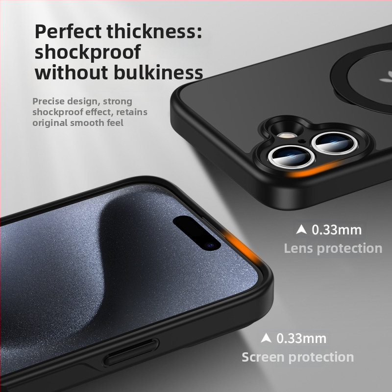 iPhone 17 Матиран кейс с въртящ се магнитен държач – цялостна защита, PC+TPU, удароустойчив, анти отпечатъци, алуминиев носач, за iPhone 17/17 Pro/17 Pro Max