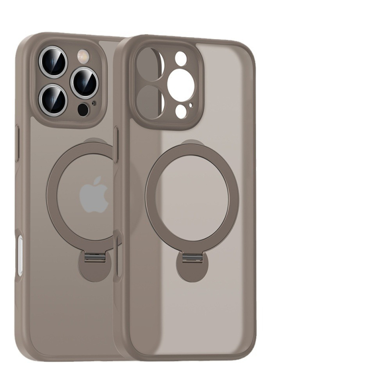 iPhone 17 Матиран кейс с въртящ се магнитен държач – цялостна защита, PC+TPU, удароустойчив, анти отпечатъци, алуминиев носач, за iPhone 17/17 Pro/17 Pro Max