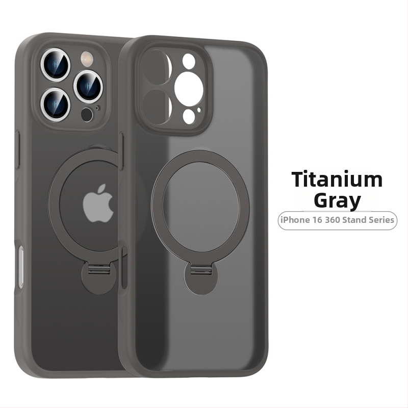 iPhone 17 Матиран кейс с въртящ се магнитен държач – цялостна защита, PC+TPU, удароустойчив, анти отпечатъци, алуминиев носач, за iPhone 17/17 Pro/17 Pro Max