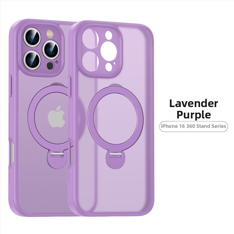 iPhone 17 Матиран кейс с въртящ се магнитен държач – цялостна защита, PC+TPU, удароустойчив, анти отпечатъци, алуминиев носач, за iPhone 17/17 Pro/17 Pro Max