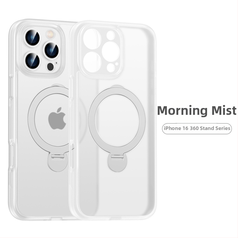 iPhone 17 Матиран кейс с въртящ се магнитен държач – цялостна защита, PC+TPU, удароустойчив, анти отпечатъци, алуминиев носач, за iPhone 17/17 Pro/17 Pro Max