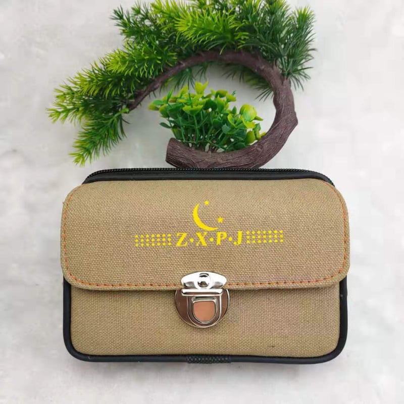 Vyrų drobinė juosmens kišenė su diržo užraktu (miesto stilius, raidžių raštas, poliesterio įdėklas, atsparus dilimui)