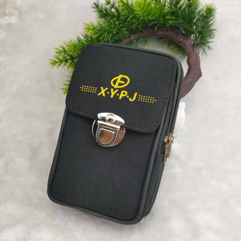 Vyrų drobinė juosmens kišenė su diržo užraktu (miesto stilius, raidžių raštas, poliesterio įdėklas, atsparus dilimui)