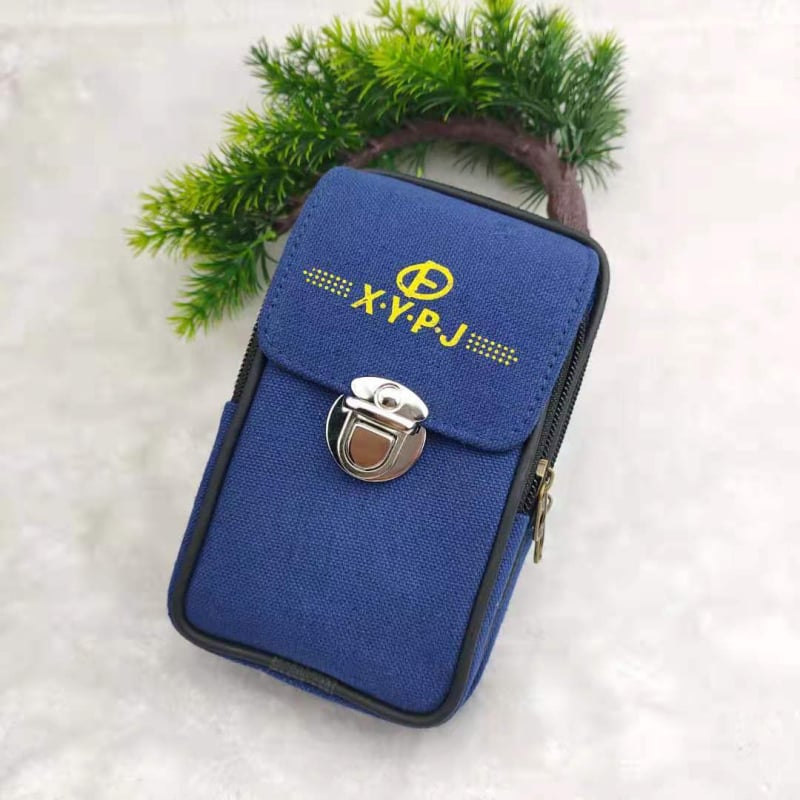 Vyrų drobinė juosmens kišenė su diržo užraktu (miesto stilius, raidžių raštas, poliesterio įdėklas, atsparus dilimui)