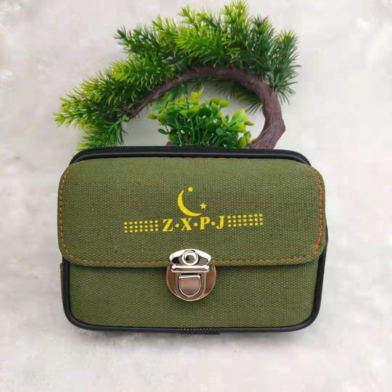 Vyrų drobinė juosmens kišenė su diržo užraktu (miesto stilius, raidžių raštas, poliesterio įdėklas, atsparus dilimui)