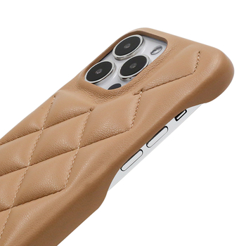 Калъф за телефон от кожа с диагонален диамантен шев и релефна обработка; защита от износване, изпускане и отпечатъци; подплата PC-фланел; поддръжка за персонализиране; съвместим с iPhone серия