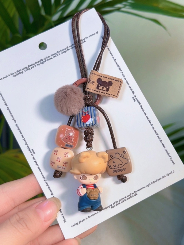 Privezak za telefon i ključeve s DIY preslatkim lutkicama od perli (ručno izrađene perle; materijal: plastika/smola; uzorak: zvijezdice, sunce i mjesec, oblaci, svemir)