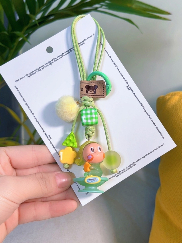 Privezak za telefon i ključeve s DIY preslatkim lutkicama od perli (ručno izrađene perle; materijal: plastika/smola; uzorak: zvijezdice, sunce i mjesec, oblaci, svemir)
