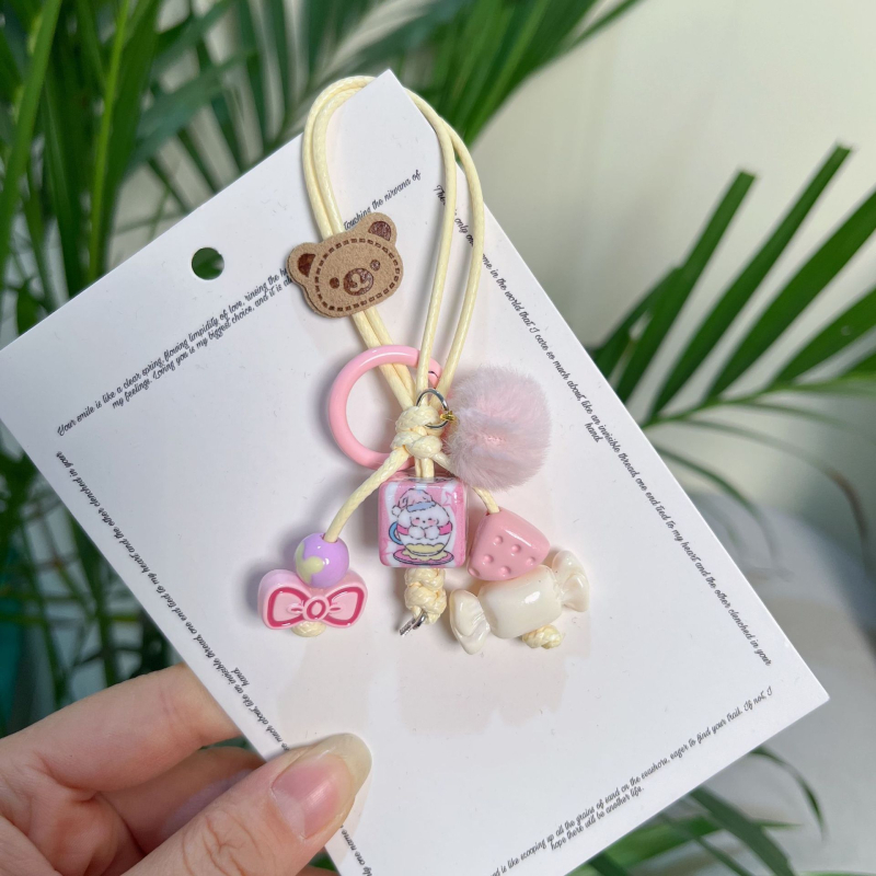 Privezak za telefon i ključeve s DIY preslatkim lutkicama od perli (ručno izrađene perle; materijal: plastika/smola; uzorak: zvijezdice, sunce i mjesec, oblaci, svemir)